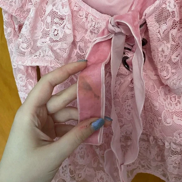 Pink Lace Women's Top - Picture 2 of 4